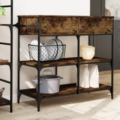 vidaXL Köksvagn rökfärgad ek 105x42x95 cm konstruerat trä