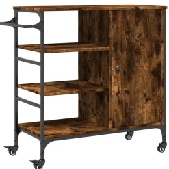 Outlet vidaXL Köksvagn 87,5x38,5x84,5 cm konstruerat trä Rökfärgad ek
