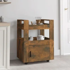 vidaXL Köksvagn rökfärgad ek 60x45x80 cm konstruerat trä