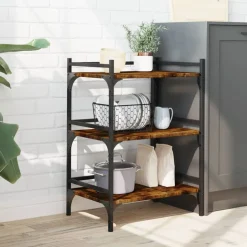 vidaXL Köksvagn 50x35x75,5 cm konstruerat trä Rökfärgad ek