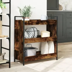 vidaXL Köksvagn rökfärgad ek 70x30x82 cm konstruerat trä