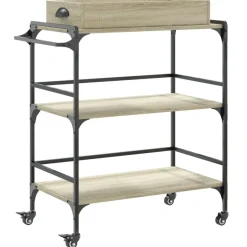Outlet vidaXL Köksvagn sonoma-ek 81,5x41x92,5 cm konstruerat trä Sonoma ek