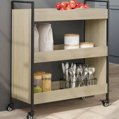 Online vidaXL Köksvagn sonoma-ek 70x30x82 cm konstruerat trä Sonoma ek
