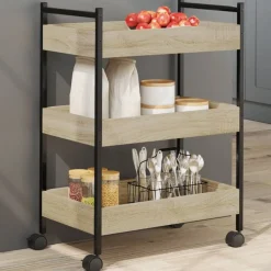 Hot vidaXL Köksvagn sonoma-ek 50x30x70 cm konstruerat trä Sonoma ek