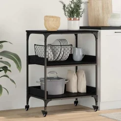 Best vidaXL Köksvagn 60 x 41 x 80.5 cm Konstruerat trä Svart ek