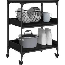 Best vidaXL Köksvagn 60 x 41 x 80.5 cm Konstruerat trä Svart ek