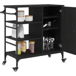 vidaXL Köksvagn Svart Ek 87.5 x 39 x 84.5 cm Konstruerat trä