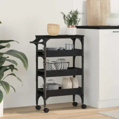 Outlet vidaXL Köksvagn 53 x 20 x 76 cm Konstruerat trä Svart ek