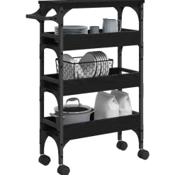 Outlet vidaXL Köksvagn 53 x 20 x 76 cm Konstruerat trä Svart ek