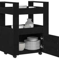 Outlet vidaXL Köksvagn 60 x 45 x 80 cm Konstruerat trä Svart ek
