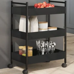 Online vidaXL Köksvagn 50x30x70 cm konstruerat trä Svart