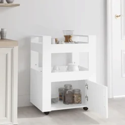 vidaXL Köksvagn vit 60x45x80 cm konstruerat trä