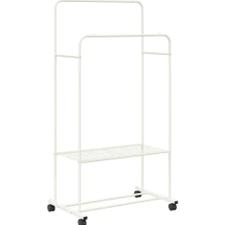 Outlet vidaXL Klädhängare med hylla med hjul med lagring 80 x 53 x 156 cm Vit