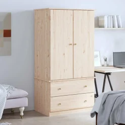 Discount vidaXL Klädskåp ALTA 90x55x170 cm massiv furu Naturfärg