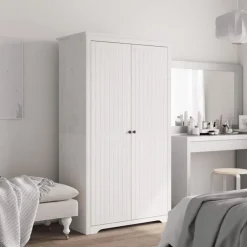 Online vidaXL Klädskåp BODO 99x53,5x173 cm massiv furu Vit