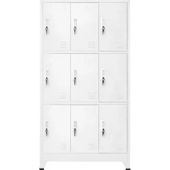 vidaXL Klädskåp för omklädningsrum med 9 fack stål 90x45x180 cm grå