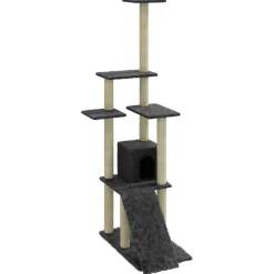 vidaXL Klösträd med klöspelare i sisal mörkgrå 155 cm