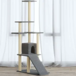 Clearance vidaXL Klösträd med klöspelare i sisal 155 cm Ljusgrå