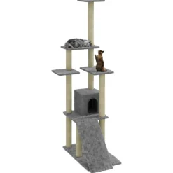 Clearance vidaXL Klösträd med klöspelare i sisal 155 cm Ljusgrå