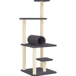 vidaXL Klösträd med sisalpelare mörkgrå 136 cm