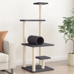 vidaXL Klösträd med sisalpelare mörkgrå 136 cm