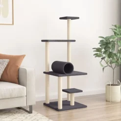 vidaXL Klösträd med sisalpelare mörkgrå 136 cm