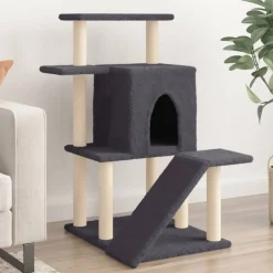 vidaXL Klösträd med sisalpelare 97 cm Mörkgrå