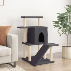 vidaXL Klösträd med sisalpelare 97 cm Mörkgrå