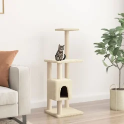 vidaXL Klösträd med sisalpelare gräddvit 104 cm