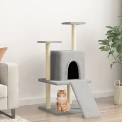 Online vidaXL Klösträd med sisalpelare 110 cm Ljusgrå