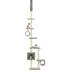 vidaXL Klösträd med sisalpelare 260 cm grå