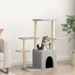 Best vidaXL Klösträd med sisalpelare 97,5 cm Ljusgrå
