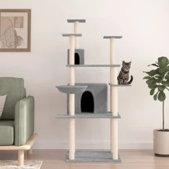 Outlet vidaXL Klösträd med sisalpelare 166 cm Ljusgrå
