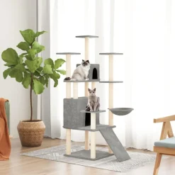 vidaXL Klösträd med sisalpelare ljusgrå 154 cm
