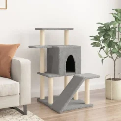 New vidaXL Klösträd med sisalpelare 97 cm Ljusgrå