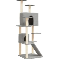 Outlet vidaXL Klösträd med sisalpelare 153 cm Ljusgrå
