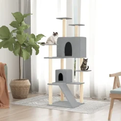 Outlet vidaXL Klösträd med sisalpelare 153 cm Ljusgrå