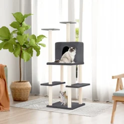 vidaXL Klösträd med sisalpelare mörkgrå 144,5 cm