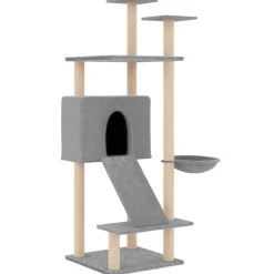 vidaXL Klösträd med sisalpelare ljusgrå 153 cm
