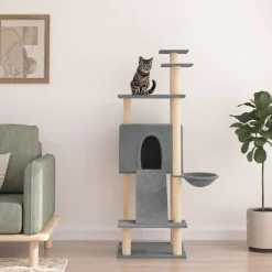 vidaXL Klösträd med sisalpelare ljusgrå 153 cm