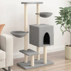 vidaXL Klösträd med sisalpelare ljusgrå 117 cm