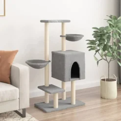 vidaXL Klösträd med sisalpelare ljusgrå 117 cm