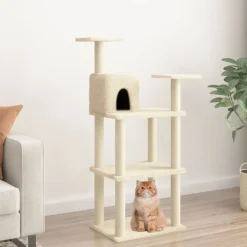 vidaXL Klösträd med sisalpelare gräddvit 118,5 cm Kräm