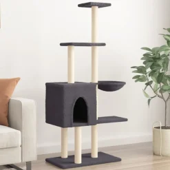 vidaXL Klösträd med sisalpelare mörkgrå 145 cm
