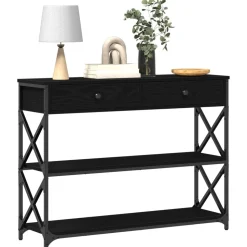 vidaXL Konsol Bord med låda med hylla Svart ek 100 x 28 x 75 cm