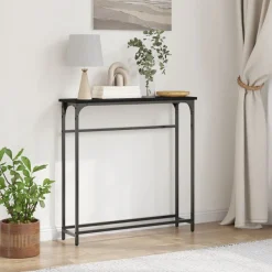 Hot vidaXL Konsolbord med hylla 75 x 19,5 x 75 cm Konstruerat trä Svart ek