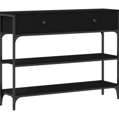 vidaXL Konsolbord med låda Svart Ek 100 x 25 x 75 cm Konstruerat trä