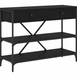 Best vidaXL Konsolbord med låda med hylla 100 x 34,5 x 75 cm trä Svart ek