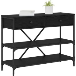 Best vidaXL Konsolbord med låda med hylla 100 x 34,5 x 75 cm trä Svart ek