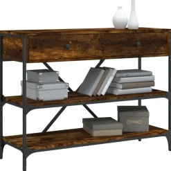Clearance vidaXL Konsolbord med lådor och hyllor konstruerat trä Rökfärgad ek
